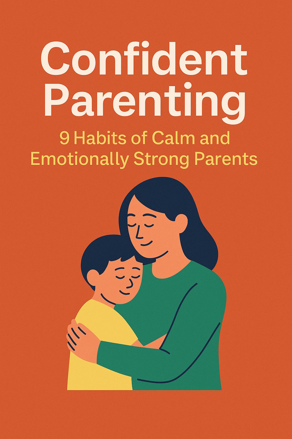 Cover of 'Confident Parenting' book showing a parent and child embracing, highlighting calm and emotional strength.