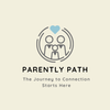 Logo for 'Parently Path' with a family symbol and heart on a beige background
